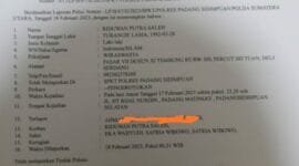 Bukti Laporan ke Polri yang diterima petugas Kepolisian di Polres Padang Sidempuan. (ist).