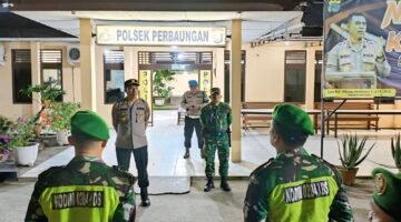 Polsek Perbaungan Polres Sergei Polda Sumut Bersama Koramil 07 Gelar Patroli Gabungan, Wujud Nyata Sinergitas TNI- Polri aga Kamtibmas