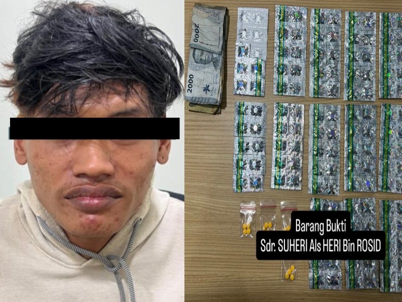 Pelaku berinisial S alias H (26), warga Kampung Sukatani Desa Tegal Angus, Kecamatan Teluk Naga, Kabupaten Tangerang, berhasil diamankan beserta barang bukti berupa 16 strip obat berbahaya daftar G merk Tramadol dengan total 160 butir, 4 bungkus obat berbahaya daftar G merk Eximer sebanyak 16 butir