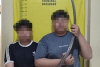 Polsek Ciledug berhasil mengamankan lima pemuda yang kedapatan membawa senjata tajam