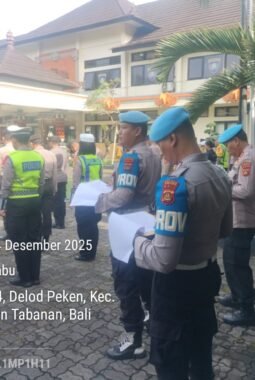 Sipropam Polres Tabanan Awasi Pelaksanaan Apel Operasi Lilin Agung 2025, Pastikan Kesiapan Personel
