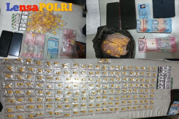 petugas menyita barang bukti berupa 648 butir pil Eximer, 15 butir Tramadol, 14 butir Trinek, uang tunai hasil penjualan sebesar Rp18 juta