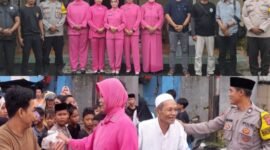 Bhayangkari Ranting Polsek Kresek dan PWGK Bagikan Ratusan Takjil di Depan Mapolsek