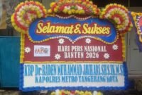 Ucapan Karangan Bunga Selamat dan Sukses Hari Pers Nasional 2026 dari Kapolres Metro Tangerang Kota Kombes Pol Dr. Raden Muhammad Jauhari, S.H., S.I.K., M.Si, (Derry)