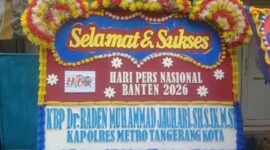 Ucapan Karangan Bunga Selamat dan Sukses Hari Pers Nasional 2026 dari Kapolres Metro Tangerang Kota Kombes Pol Dr. Raden Muhammad Jauhari, S.H., S.I.K., M.Si, (Derry)
